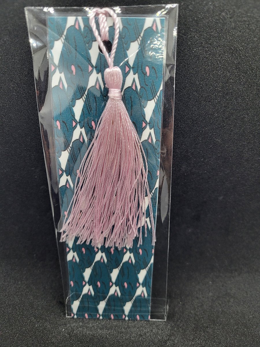 Cute Cartoon Brown and Russian Blue Kitty Pattern Laminated Bookmark with Tassel for the Feline Loving Book Reader in Your Life product image (2)