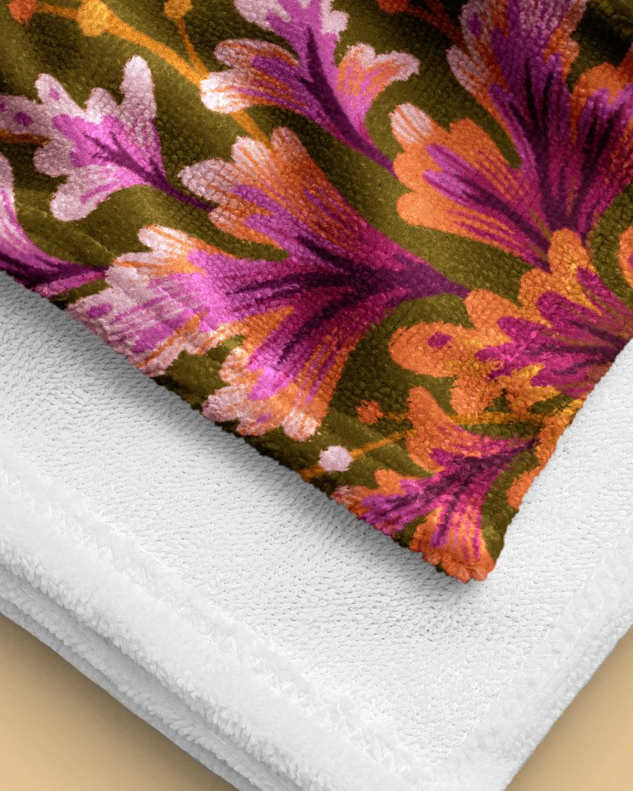 Beach Towel - Frilled Foliage / Olive & Orange product image (2)