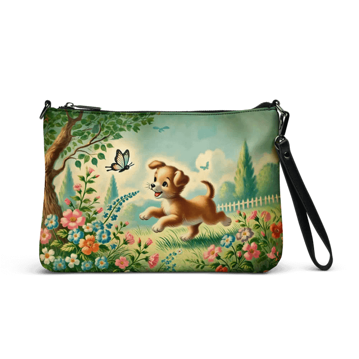 Puppy Butterfly Flower Garden Crossbody Bag - Retro Purse product image (1)
