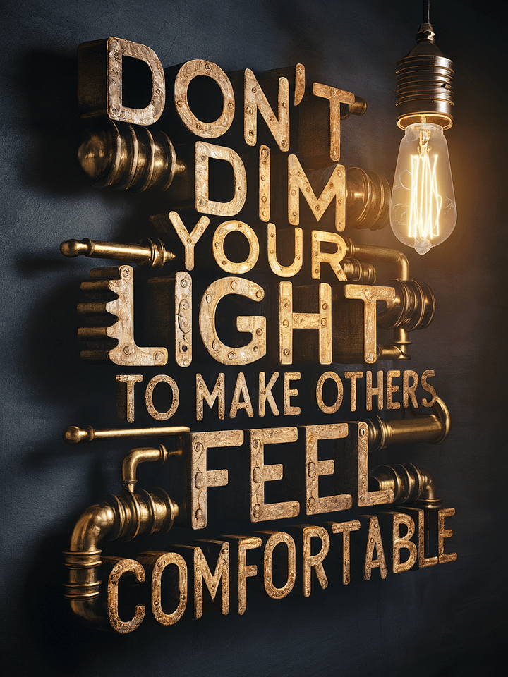 Don’t Dim Your Light Poster – Steampunk Industrial Motivational Wall Art product image (1)
