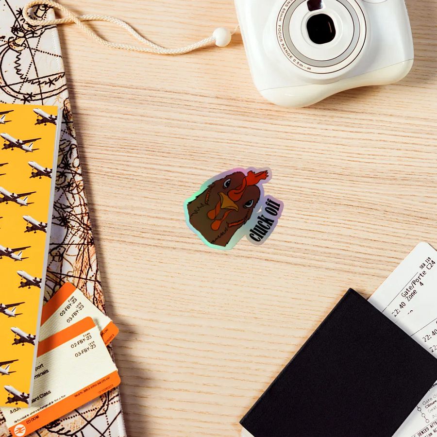 Cluck Off chicken holo sticker product image (5)