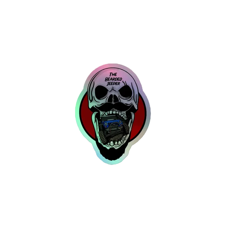 Bearded Jeeper Skull & Jeep Holographic Sticker product image (1)