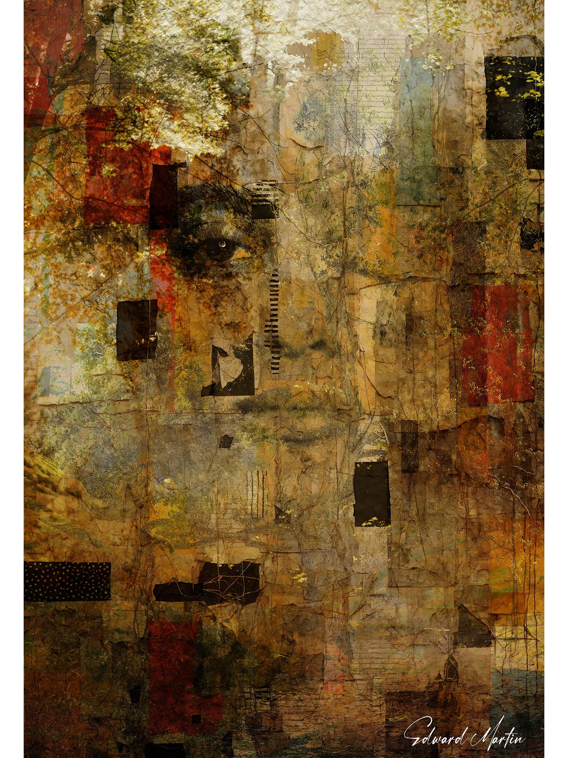 'Withdrawal' by Edward Martin: Mixed Media Collage:Earthy Collage Art Print product image (1)