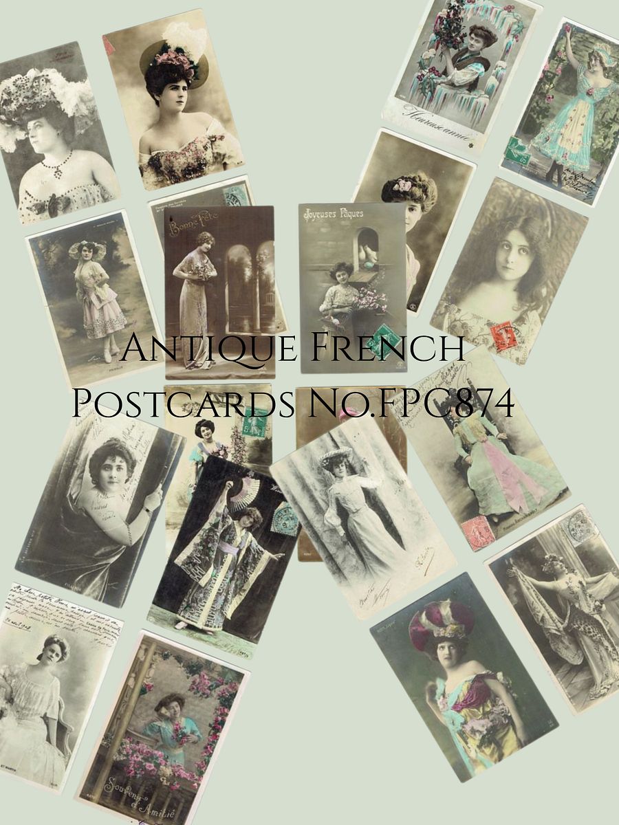 Set of 20 Antique French Postcards : 4 on a page product image (1)