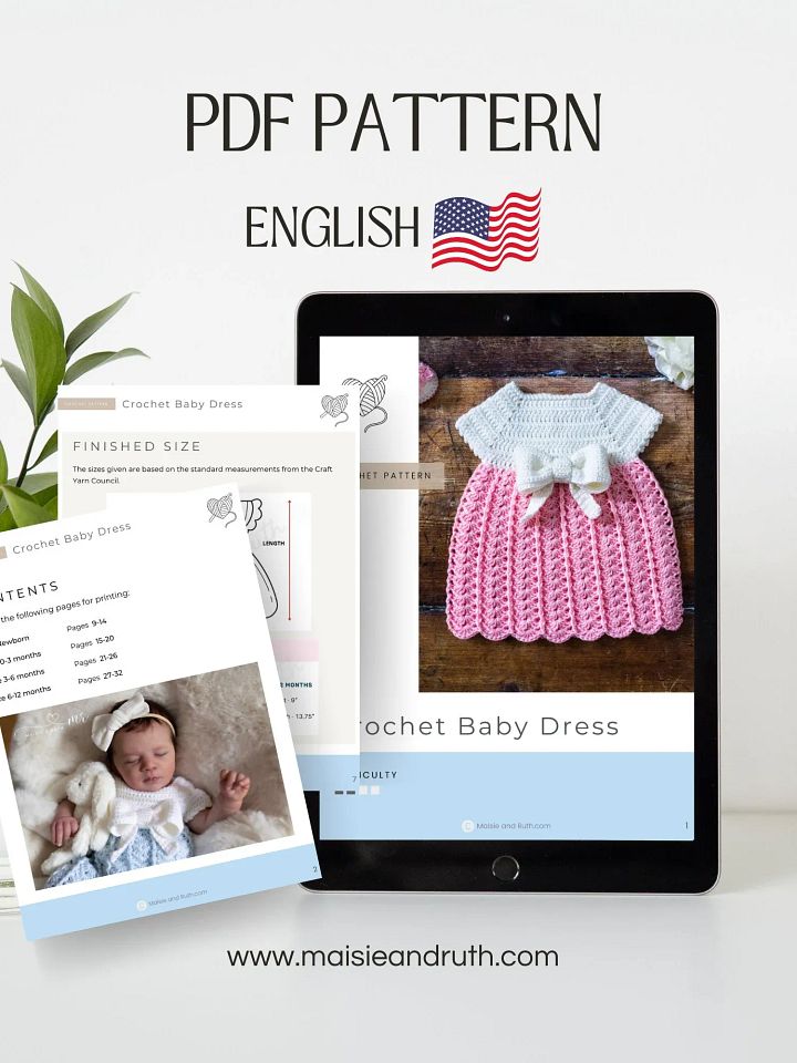 Crochet Pattern: Easy Baby Dress (with 3D Bow) product image (2)