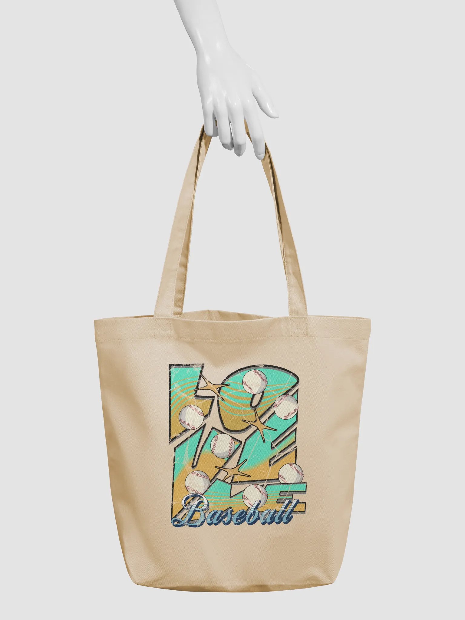 Love Me Baseball Turquoise Tote Bag product image (3)