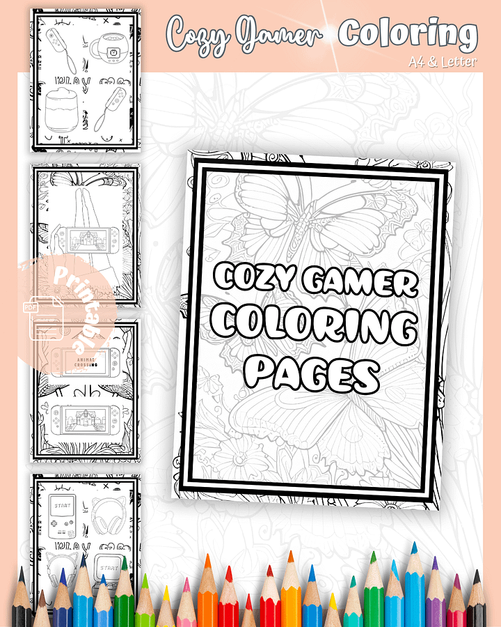 Cozy Up and Color - Cozy Gamer Coloring Pages product image (1)
