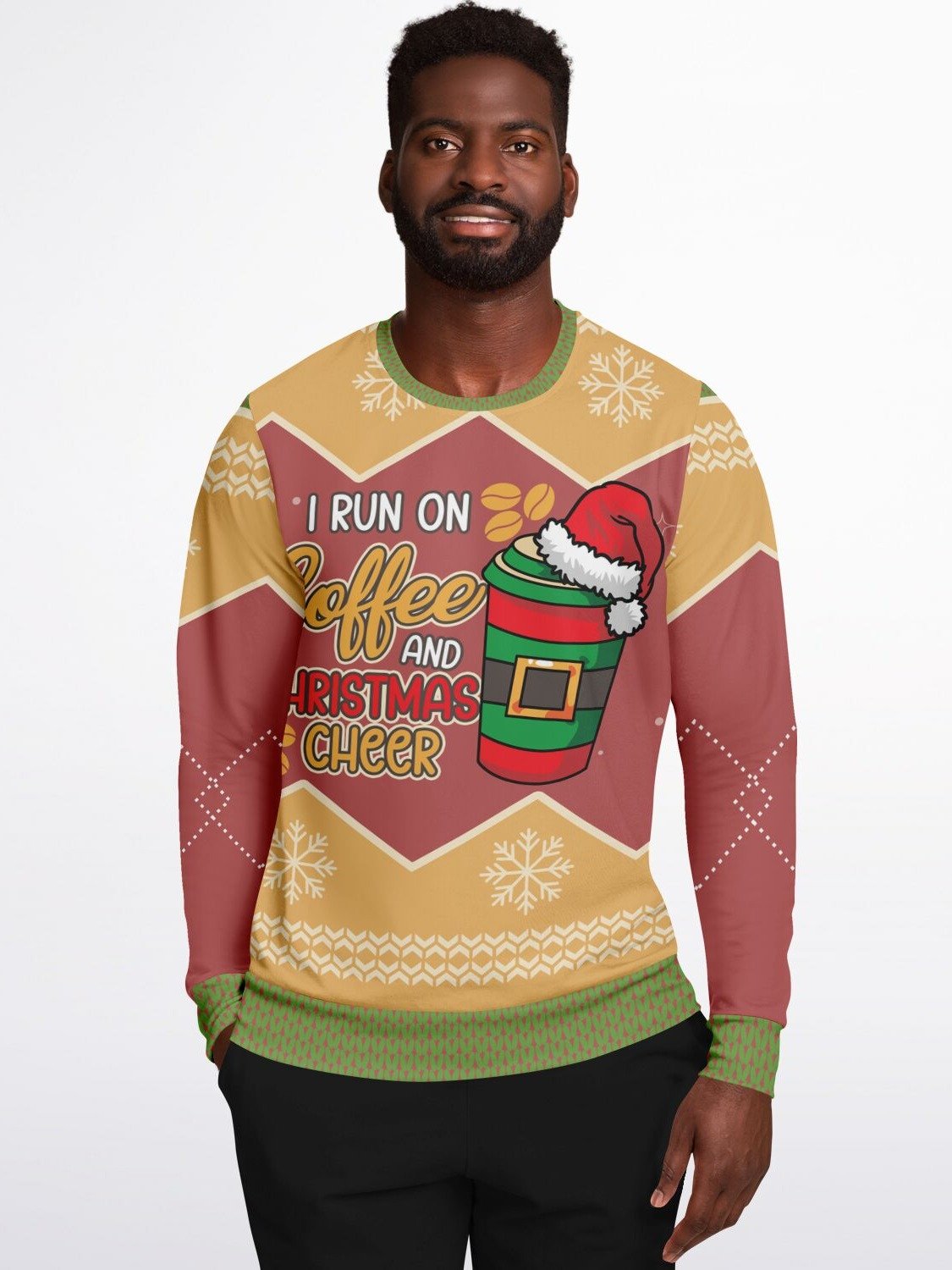 Coffee Lover Christmas Sweatshirt "I Run on Coffee and Christmas Cheer" | Cute Holiday Sweater for Coffee Addicts | Cozy Winter Gift product image (7)