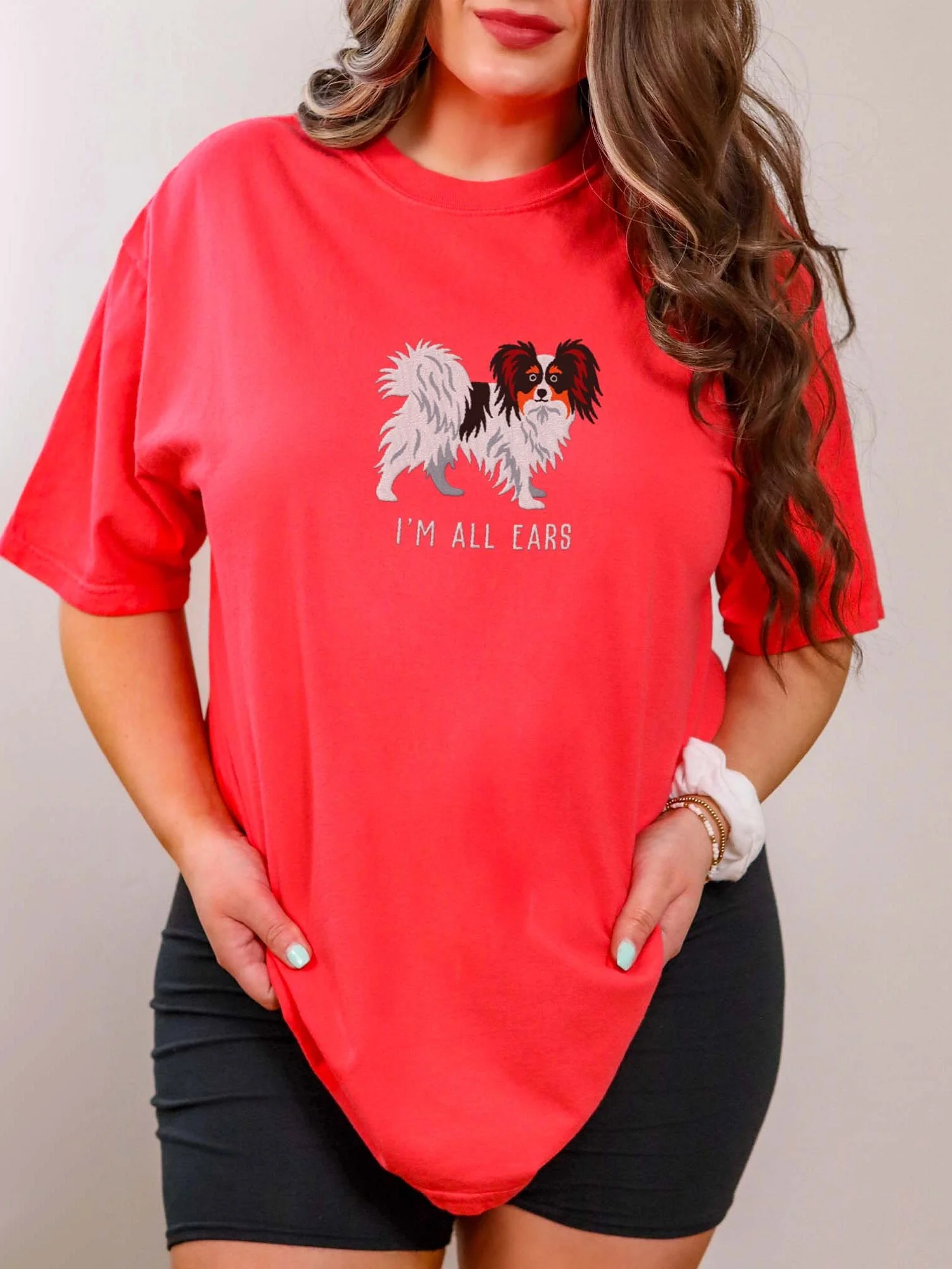 I'm All Ears T-Shirt(Embroidered) of a Papillon(Tricolor) product image (2)