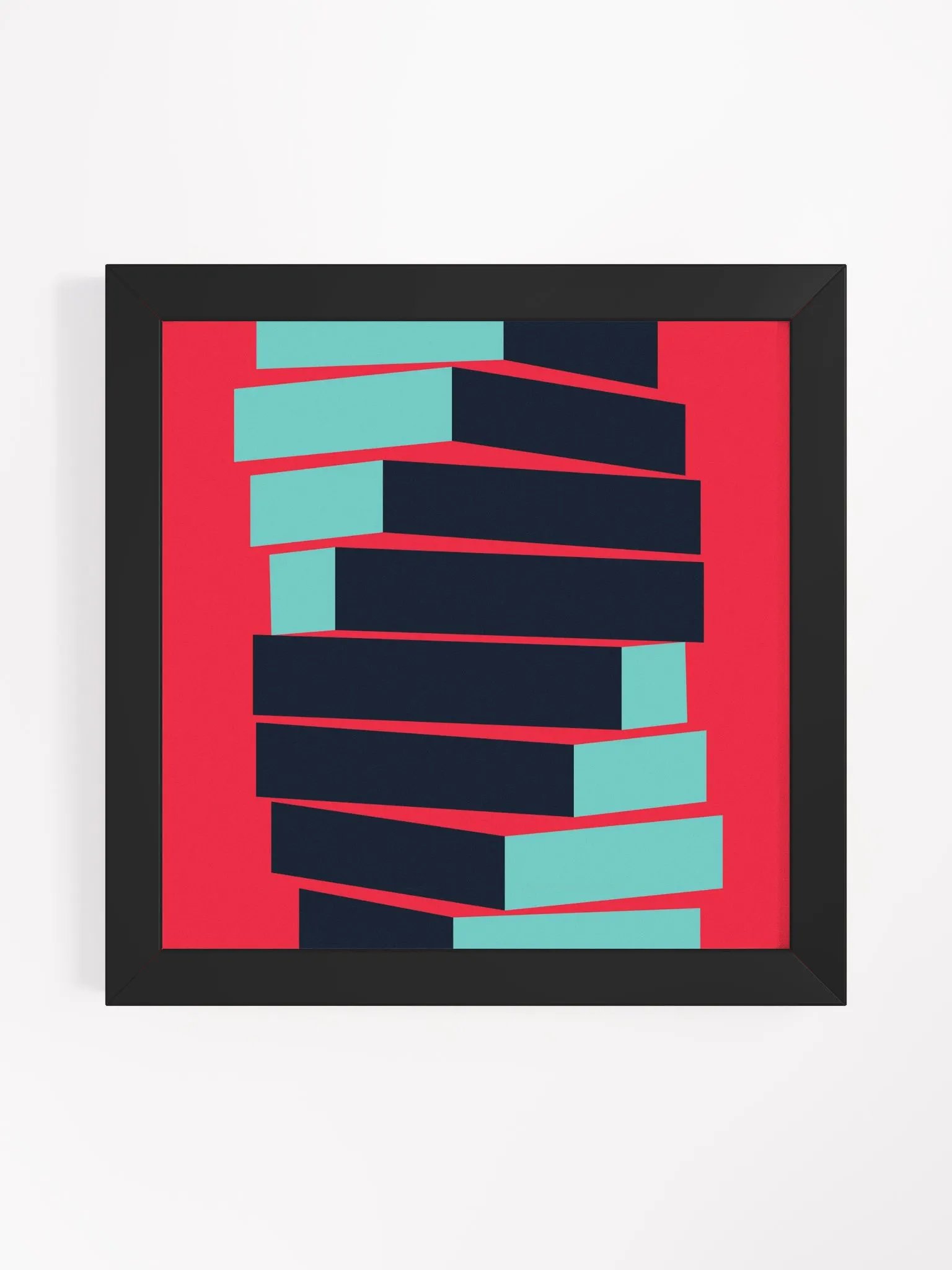 Dynamic Staggered Teal and Black Framed Poster product image (26)