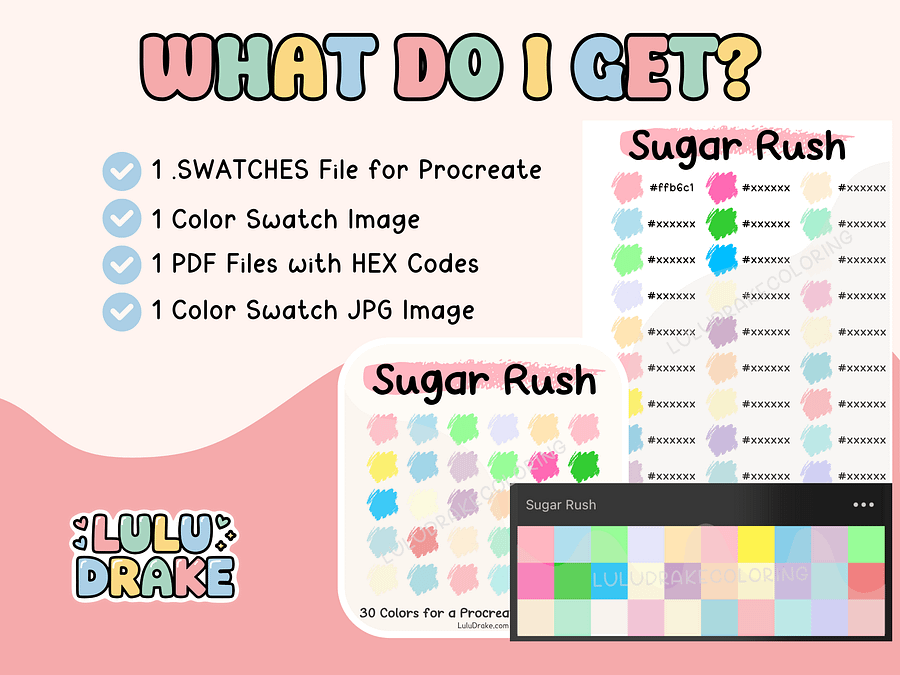 Sugar Rush Procreate Color Palette with HEX Codes ★ DIGITAL ★ product image (5)