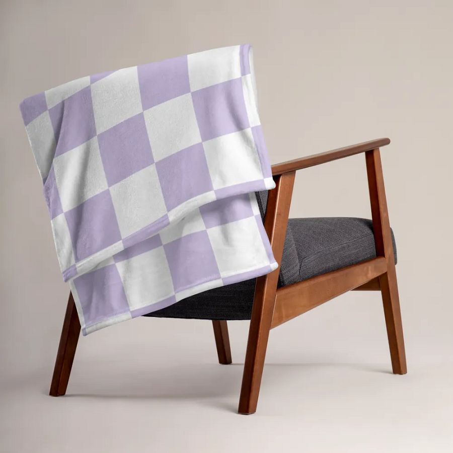 Squares White and Lilac/Throw Blanket by Allcolor product image (3)