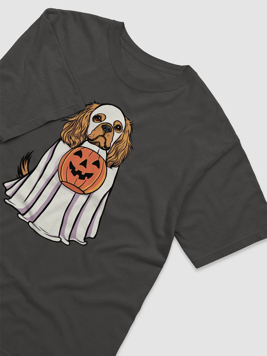 Funny Halloween Cavalier King Charles Spaniel(Tan) T-Shirt | Funny Cavalier Wearing a Ghost Costume and Holding a Pumpkin Basket product image (19)