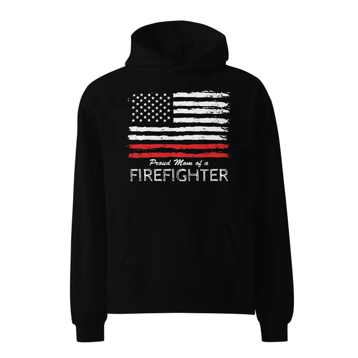 Patriotic Firefighter Mom Hoodie | USA Flag Design | Perfect Gift for Proud Moms product image (1)