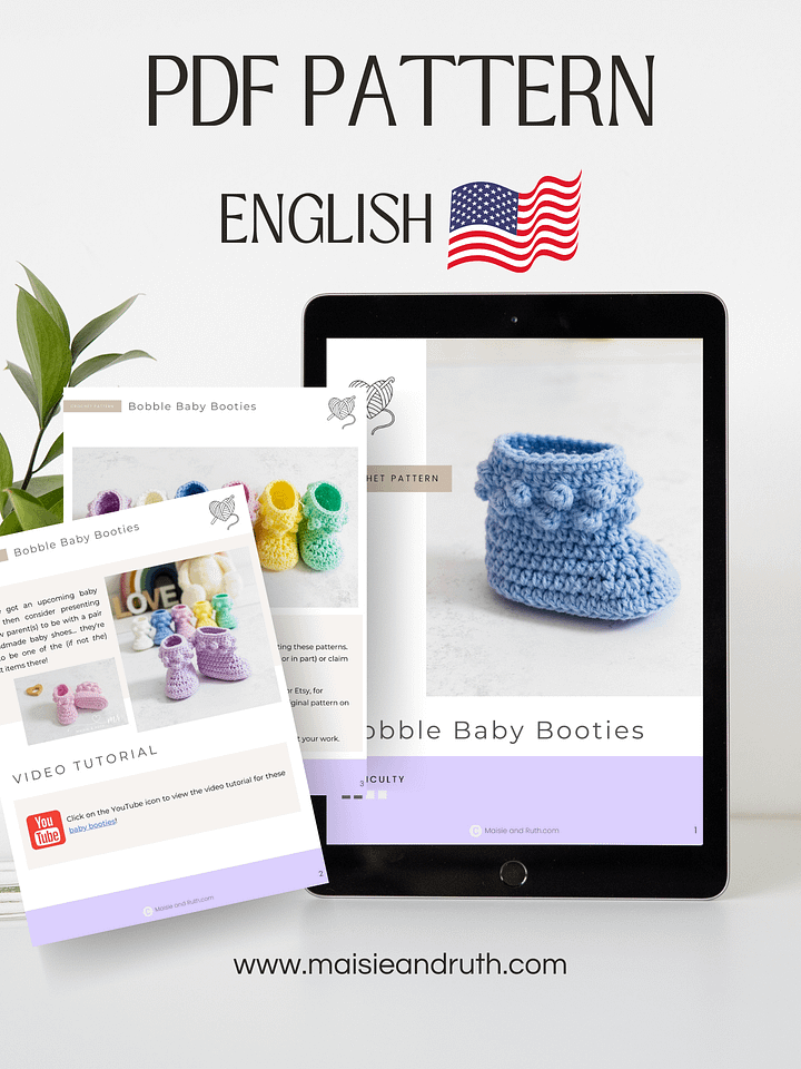 Crochet Pattern: Bobble Baby Booties product image (2)