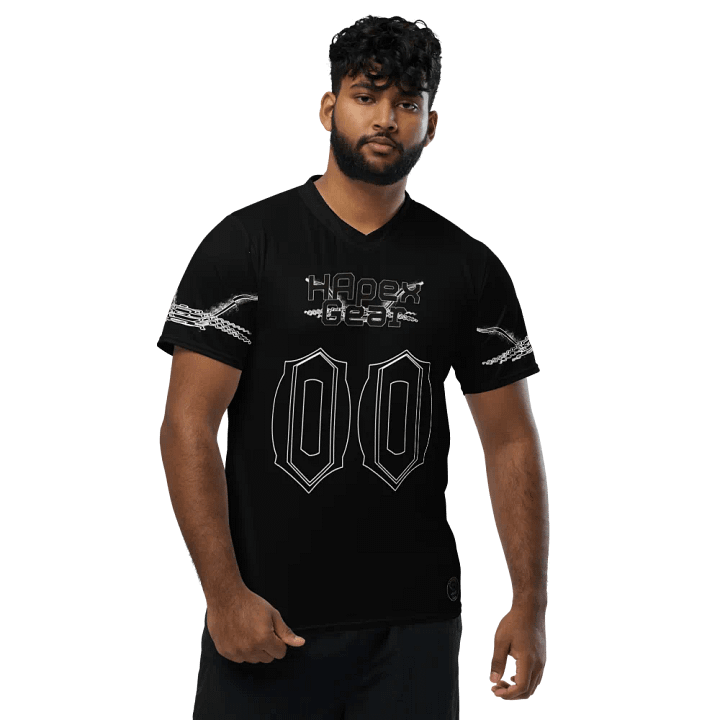 Recycled Unisex Sports Jersey - Black - Mr I'm Not Important - Black HApex Gear Black Logo product image (1)