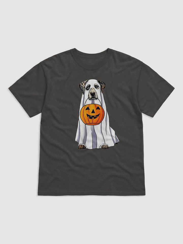 Catahoula Leopard Dog Halloween Tee | Funny Halloween CLD Wearing a Ghost Costume with Pumpkin Basket product image (7)