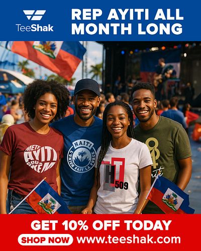 REP AYITI ALL MONTH LONG!
May is Haitian Flag Month — wear your pride with style.

Enjoy 10% OFF all tees — no code, no minim...