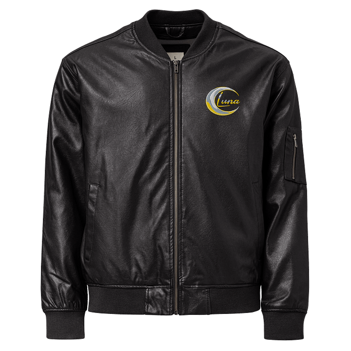 Luna Unisex Faux Leather Bomber Jacket - Black, Celestial Design, Heavyweight product image (1)