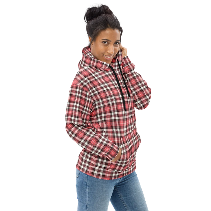 Coral Pink, Black, and White Plaid Hoodie product image (1)