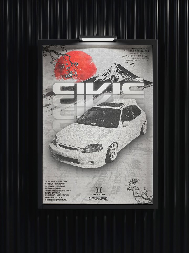 Honda Civic EK9 Poster – Editable Photoshop PSD product image (1)