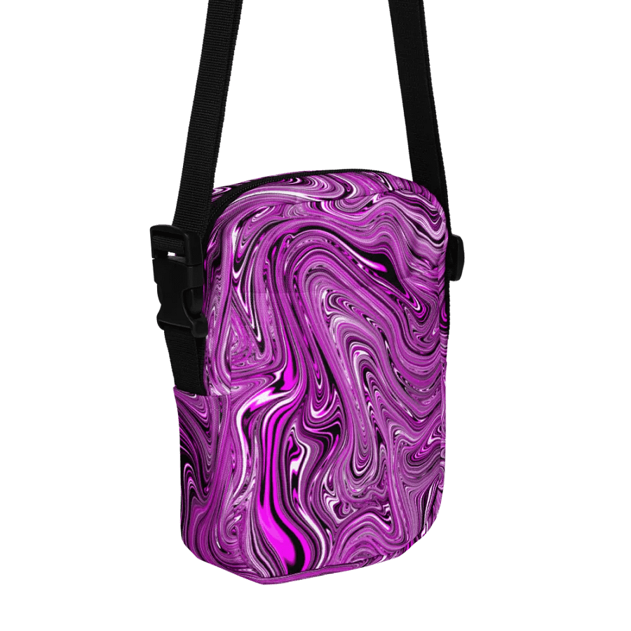 Utility Crossbody Bag - Purple and White Fluid Swirls product image (3)