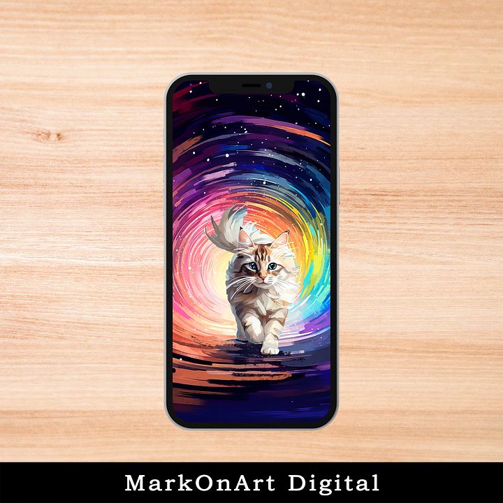 Cat In a Colorful Kaleidoscope For Mobile Phone Wallpaper or Lock Screen | High Res for iPhone or Android Cellphones product image (1)