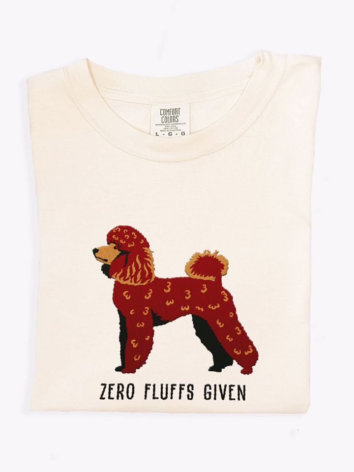 Zero Fluffs Given T-Shirt(Embroidered) of a Miniature Poodle(Chocolate) product image (1)
