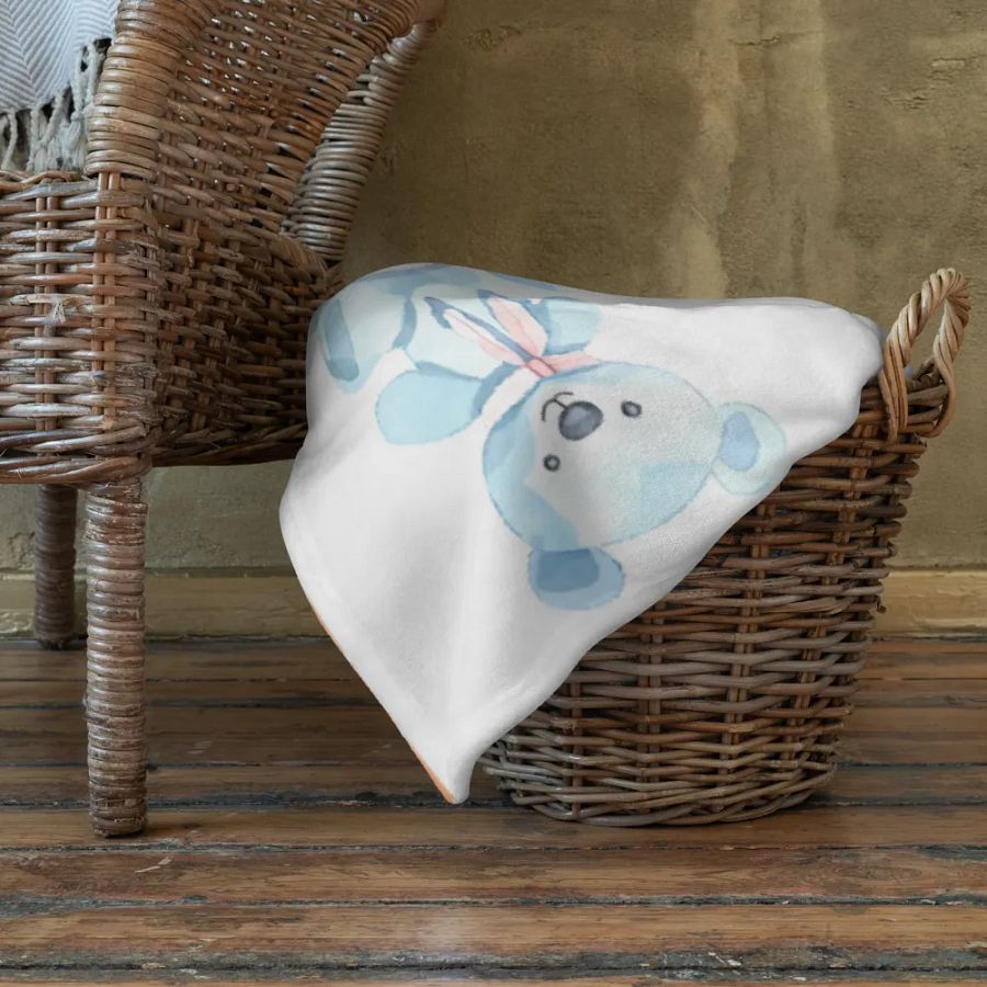 Mantita Para Bebé Ositos, Corazones y Flores en Azul product image (22)