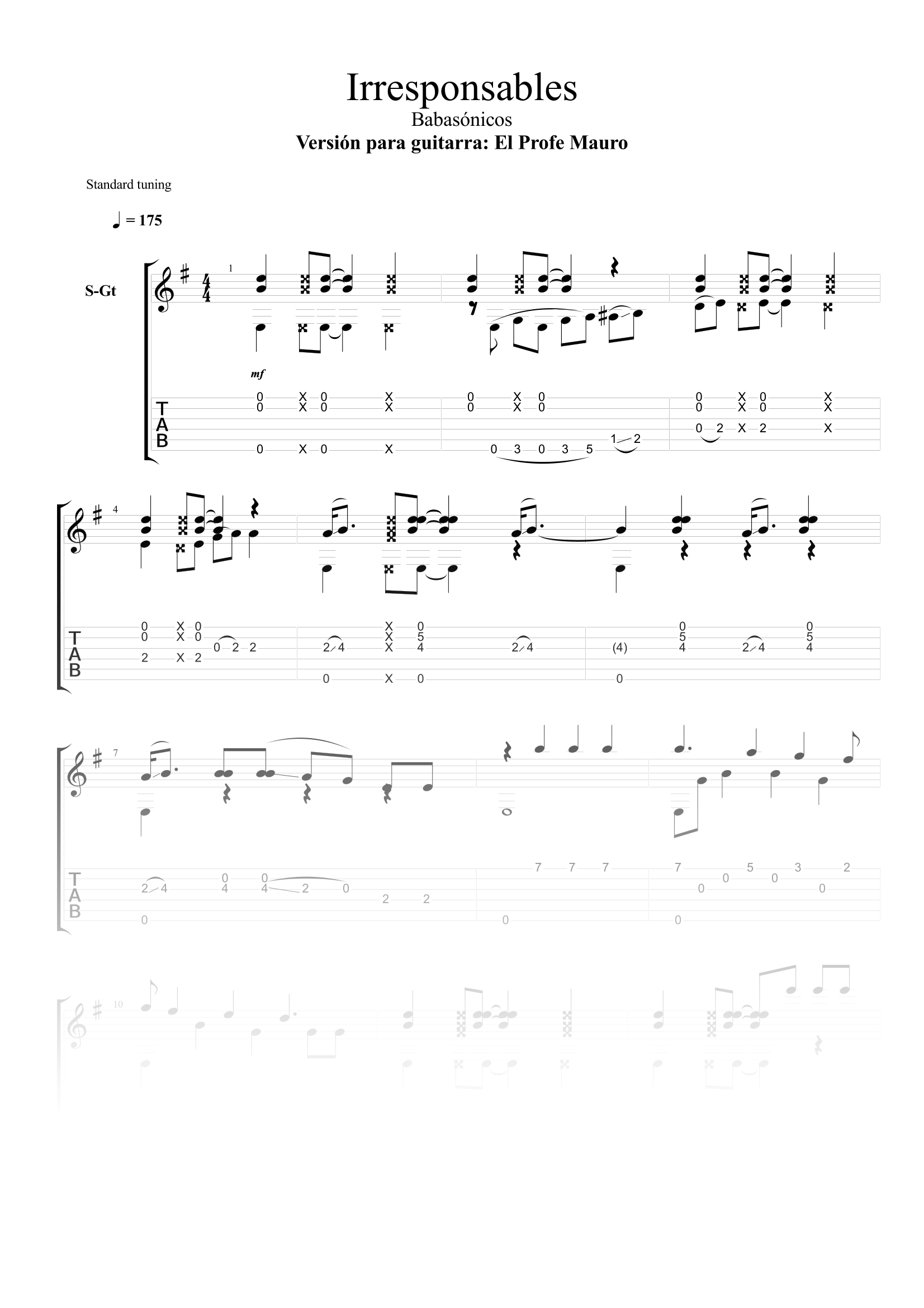 Irresponsables - Partitura + Tabs product image (1)