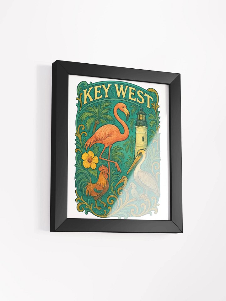 Key West Framed Poster with Flamingo, Pelican, Rooster, Lighthouse, and Hibiscus product image (2)