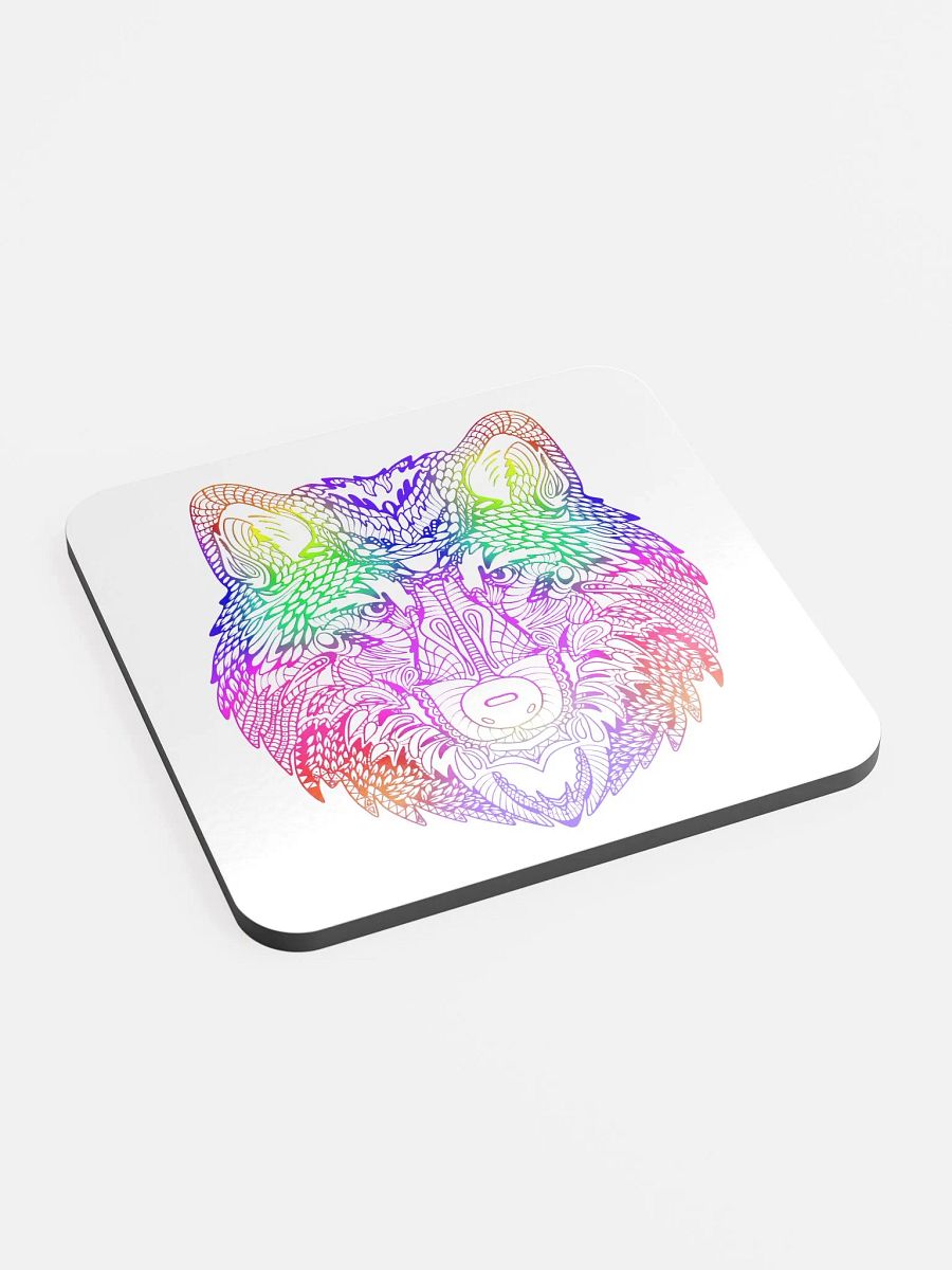 Psychedelic Wolf Glossed Cork Coaster product image (2)