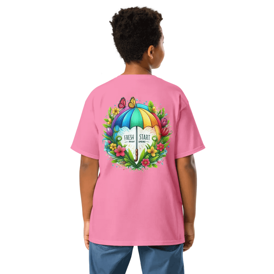 Rainbow Umbrella and Flowers Youth Tee product image (3)