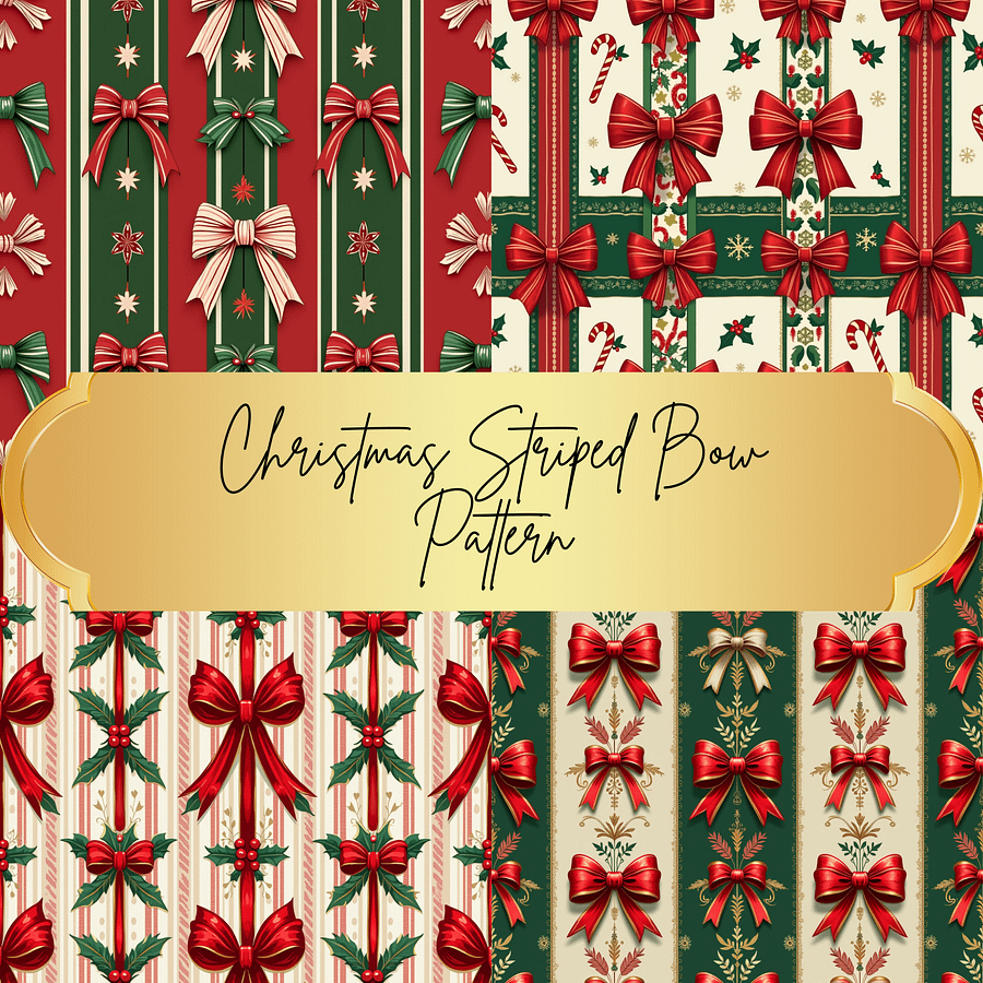 Christmas Striped Bow Pattern product image (1)