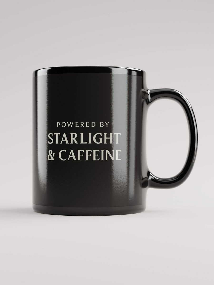 Powered by Starlight and Caffeine Mug – Space Lover’s Coffee Cup | Minimal Sci-Fi Design product image (1)