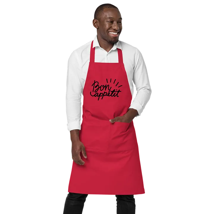 "Bon Appétit" Red Organic Cotton Apron product image (1)