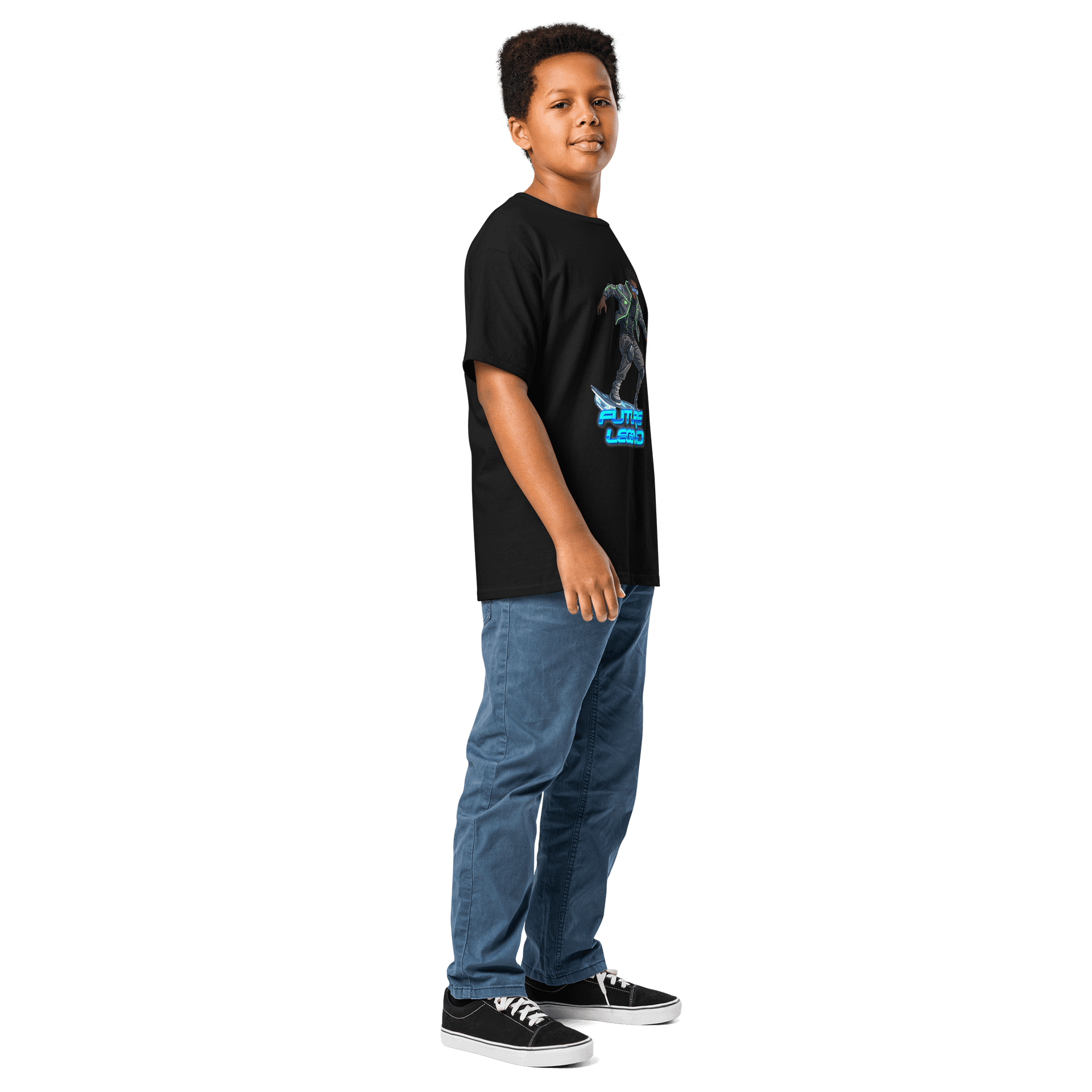 Future Legend Neon Skater T-Shirt – Cyber Streetwear Graphic T-Shirt for Kids/Young Adults product image (14)