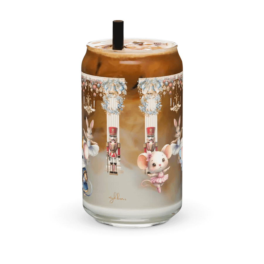 The Enchanted Nutcracker Ballet Glass Can Tumbler | 16oz BPA-Free Sipper with Bamboo Lid & Straw | Ballet-Themed Christmas Drinkware product image (11)