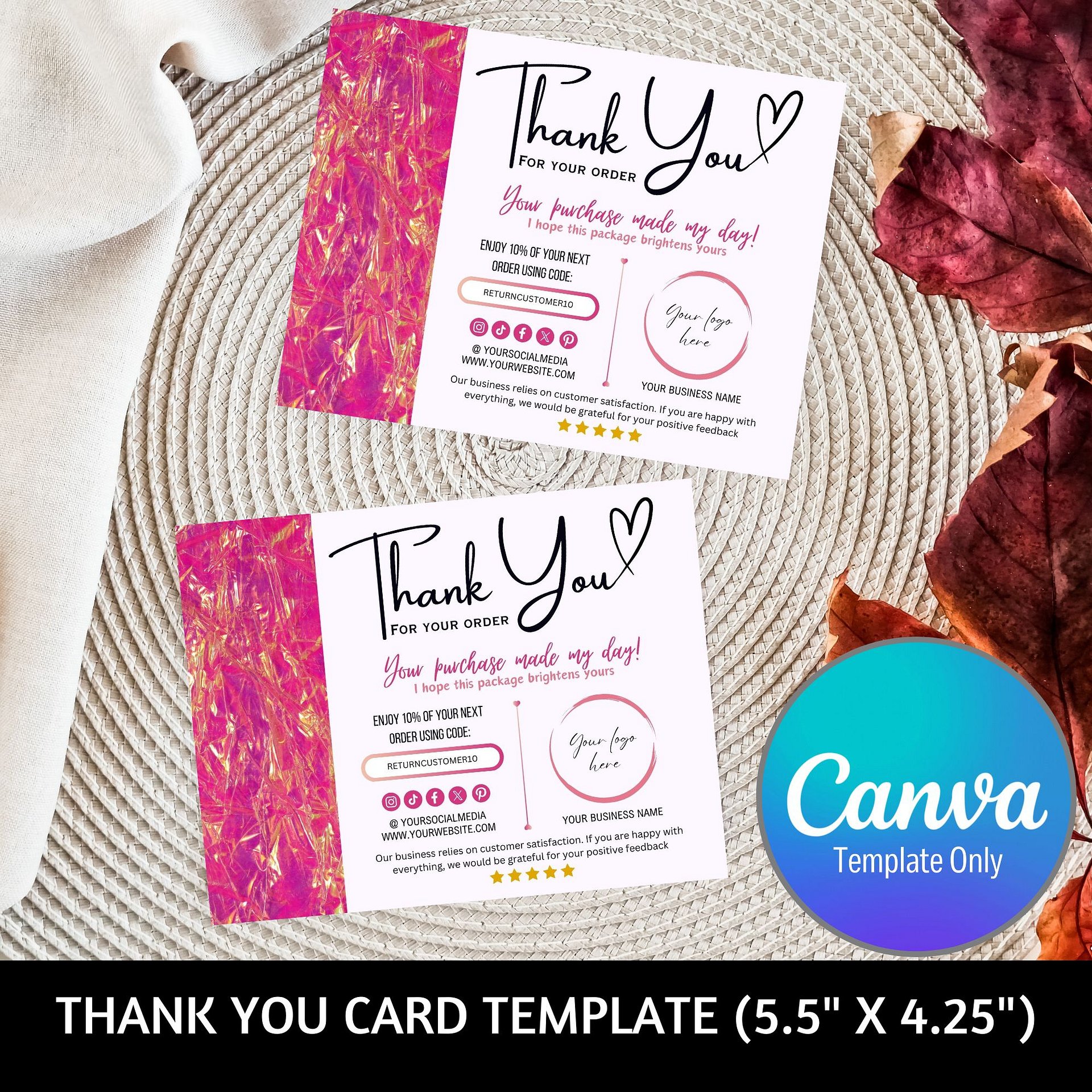 Pink Marigold - Thank You Card Template product image (1)