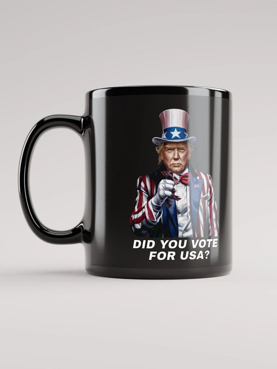 Patriotic Pointing Uncle Sam Black Mug | Donalt Trump 