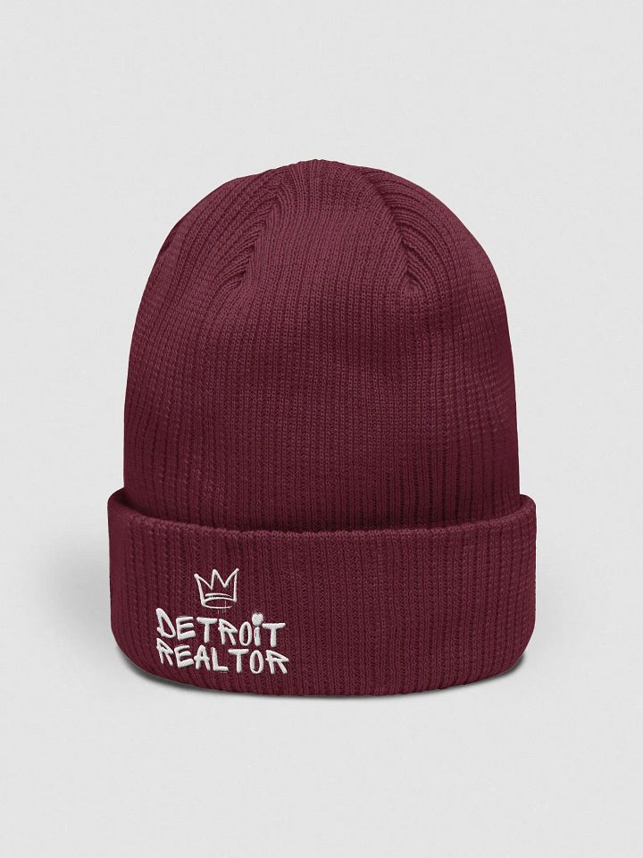 Organic Emroidered - Burgundy CROWN Detroit Realtor Beanie product image (2)