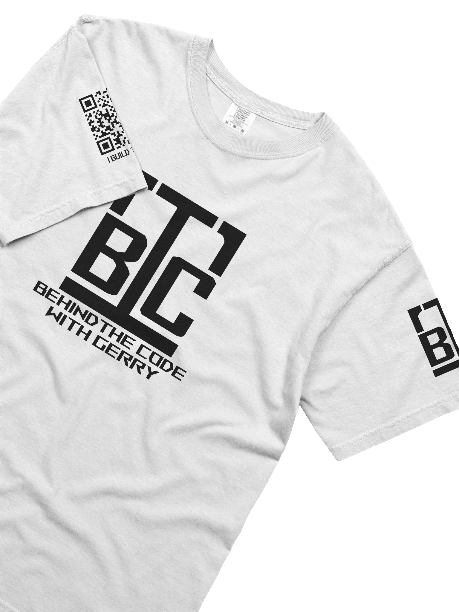 WHITE Ultra-Soft Cotton Tee - I BUILD THINGS! (Sleeve Print) product image (5)