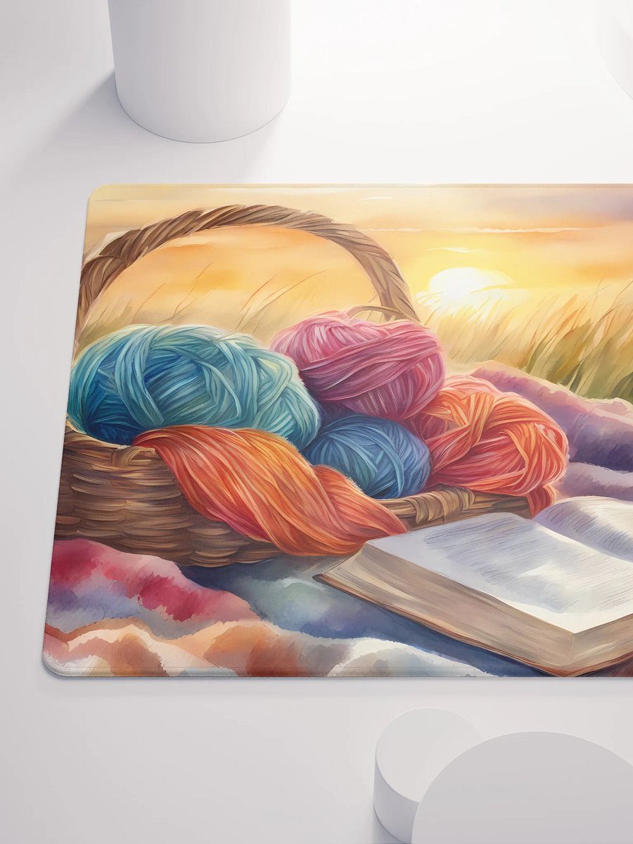Yarn Basket with a Book at Sunrise, Gaming Mouse Pad, 2 Sizes product image (6)