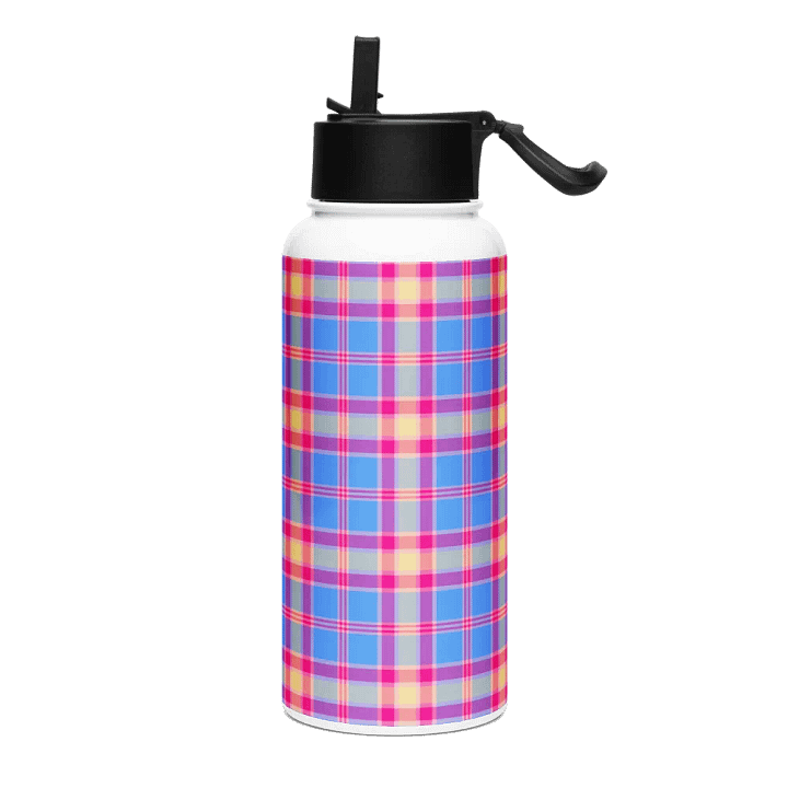 Blue, Hot Pink, and Yellow Plaid Water Bottle product image (2)