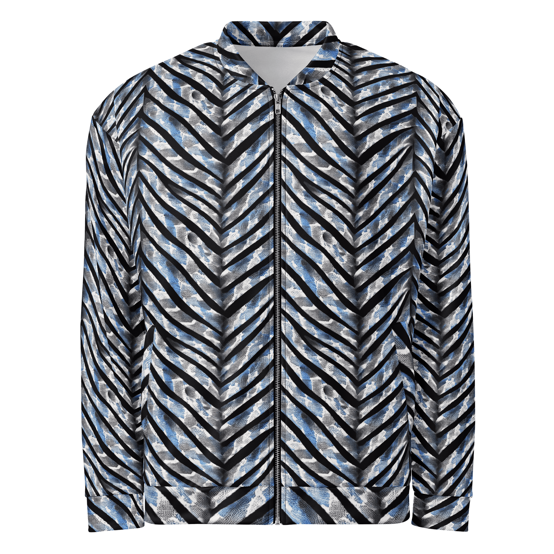 Blue Grey Snake Skin Bomber Jacket product image (1)