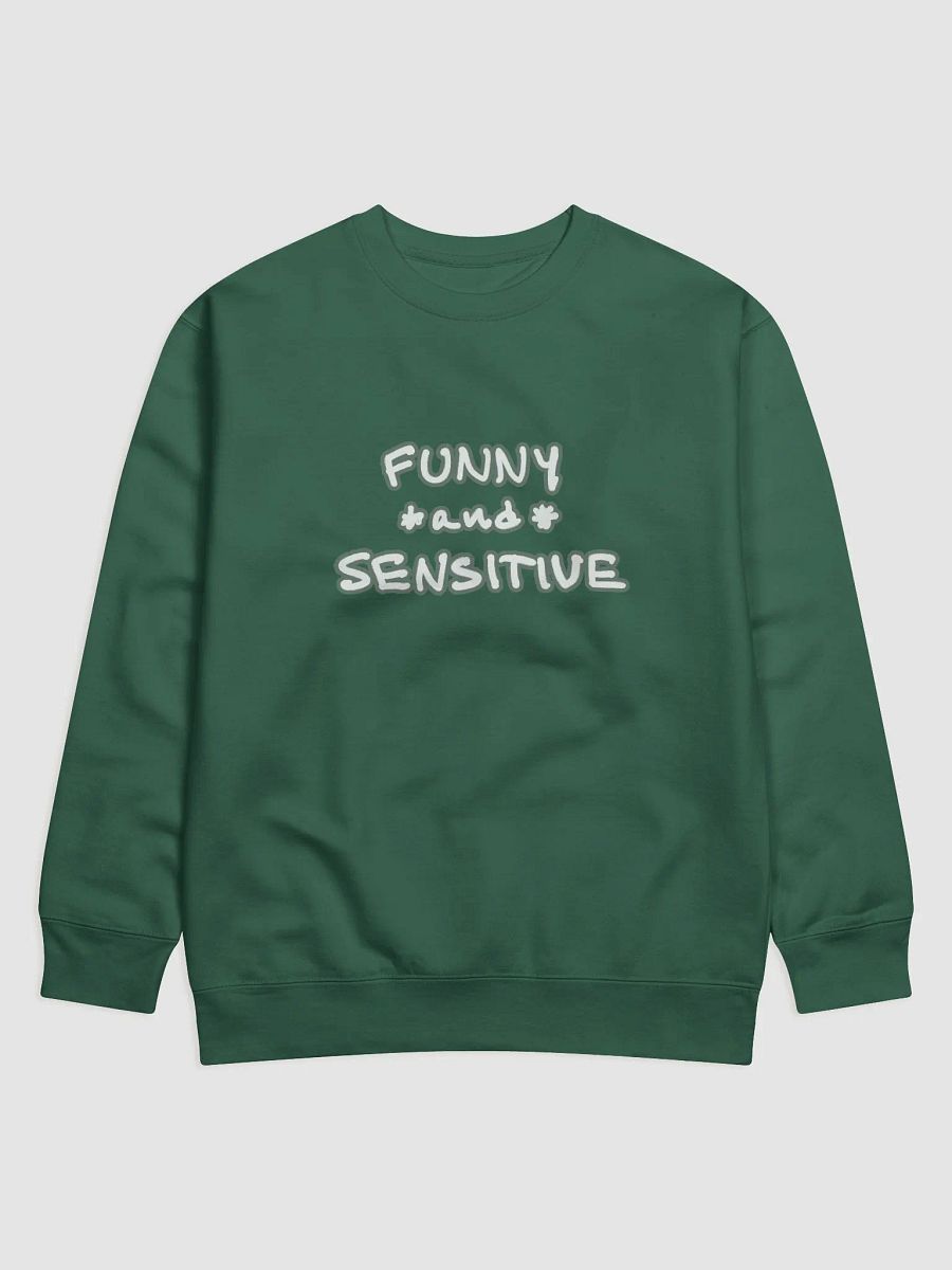 FUNNY *and* SENSITIVE (lined design, #66796E) Printed Premium Cotton Crewneck product image (13)