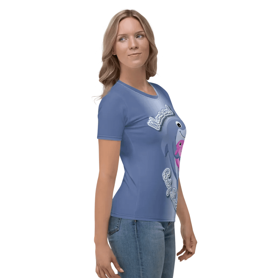 Mama and Baby Shark All Over Print T-shirt product image (4)