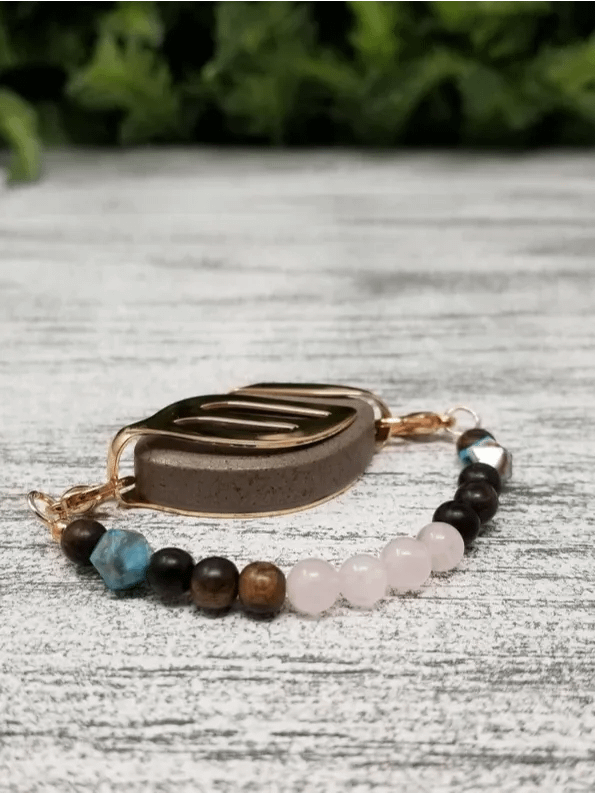 Crazy Lace Bracelet | Agate, Rose Quartz & Wood | Handmade Accessory for Bellabeat Leaf Urban & Ivy product image (1)