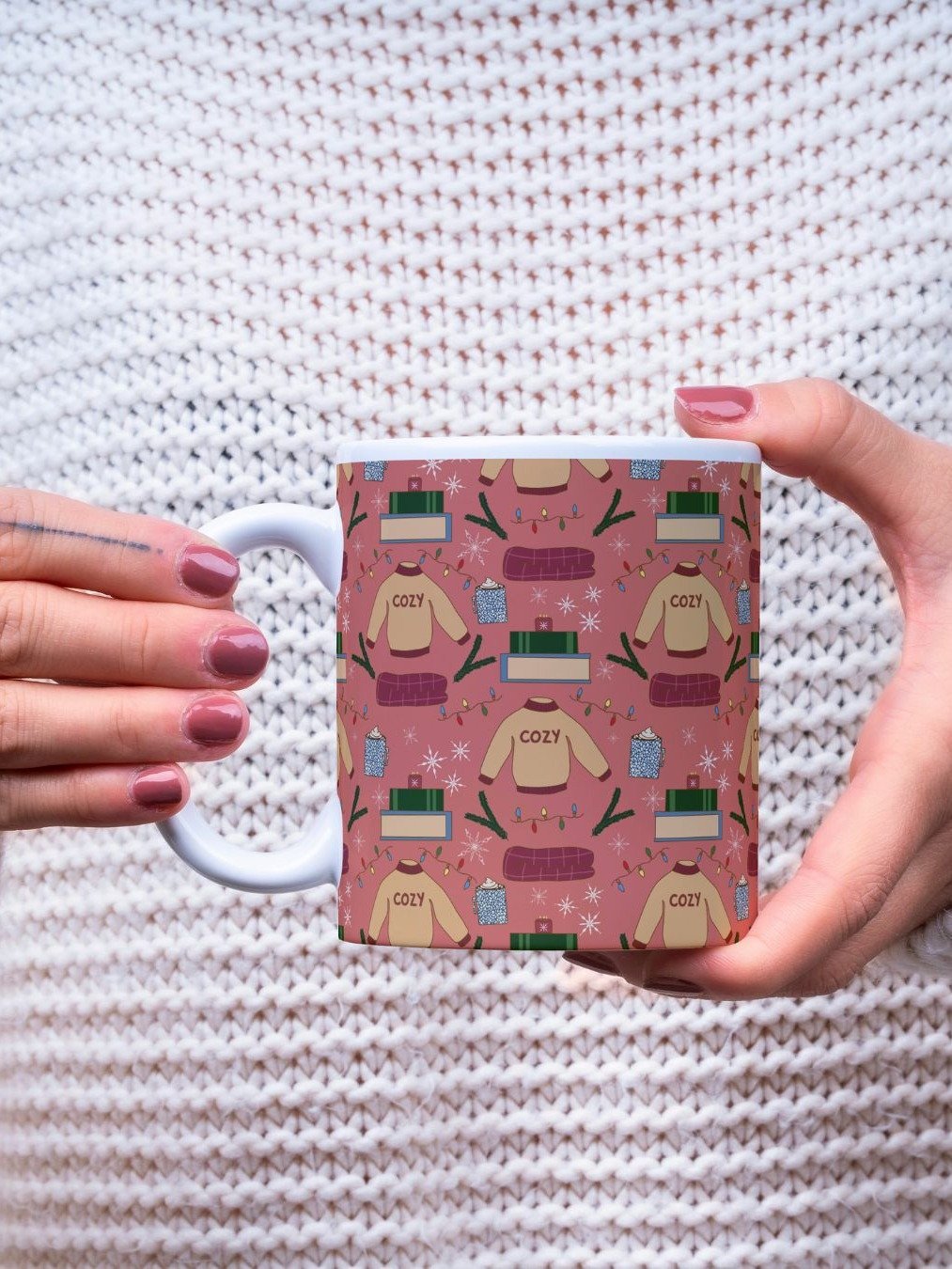 Cozy Winter Pattern Mug in Red product image (1)