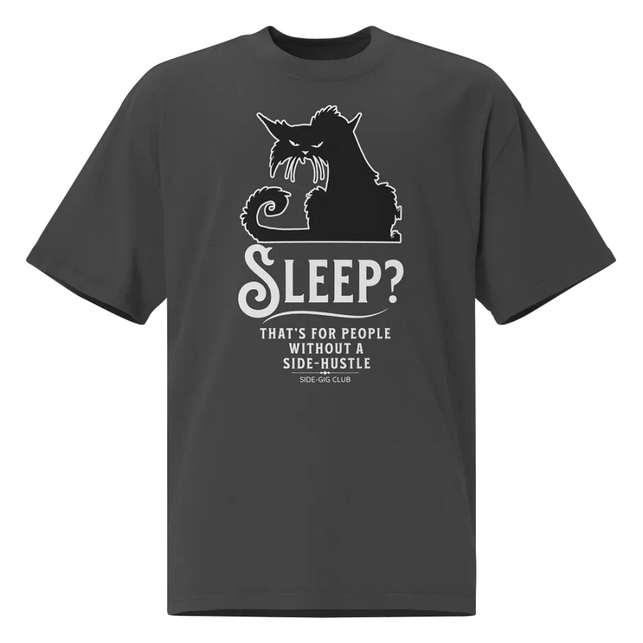 Sleepless Grind: Hustler Cat Oversized Tee product image (3)